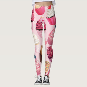 Pastel Pink Cupcakes: Vintage Pattern. Leggings