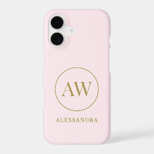 Pastel Pink Custom Gold Initials Name Minimalist 