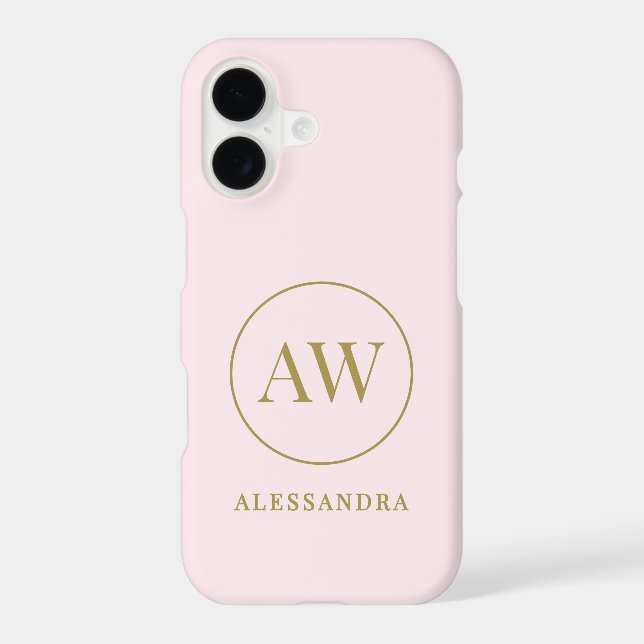 Pastel Pink Custom Gold Initials Name Minimalist  (Back)