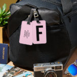 Pastel pink custom monogram travel luggage tag<br><div class="desc">Pastel pink custom monogram travel luggage tag. Personalized monogrammed label tag for suitcases and bags. Initialled modern design. Cool gift for travelling men and women. Custom colour. Sturdy high quality acrylic baggage tags.</div>