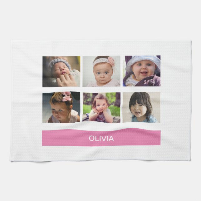 Pastel Pink Custom Photo – Personalized Kitchen Towel (Horizontal)