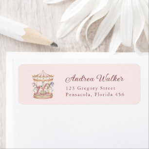 Pastel Pink Cute Carousel Girl Baby Shower