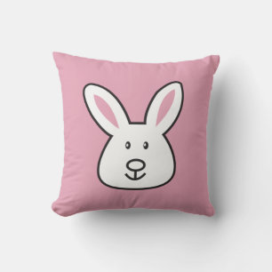 Pastel Pink Cute Easter Bunny Illustration Throw Pillow