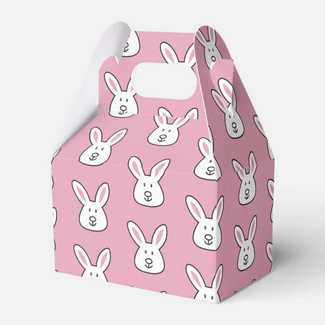 Pastel Pink Cute Easter Bunny Pattern Favor Box (Front Side)