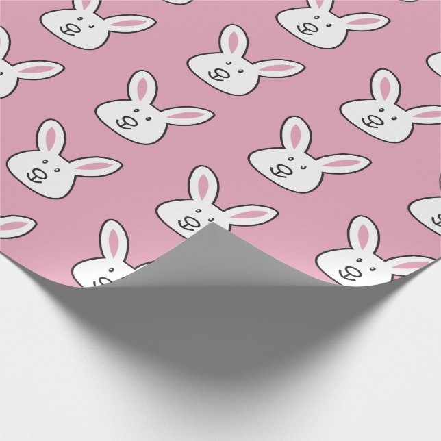Pastel Pink Cute Easter Bunny Pattern  Wrapping Paper (Corner)