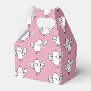 Pastel Pink Cute Easter Chick & Eggs Pattern Favor Box