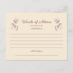 Pastel Pink Cute Girl Baby Shower Words of Advice Enclosure Card