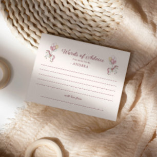 Pastel Pink Cute Girl Baby Shower Words of Advice Enclosure Card
