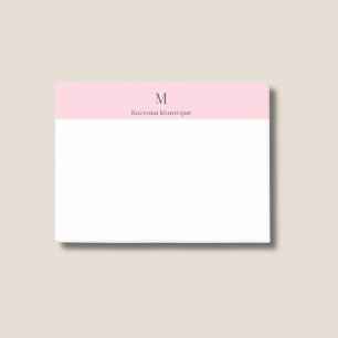 Pastel Pink Cute Personalized Monogram Name Post-it Notes