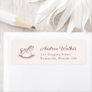 Pastel Pink Cute Rocking Horse Girl Baby Shower