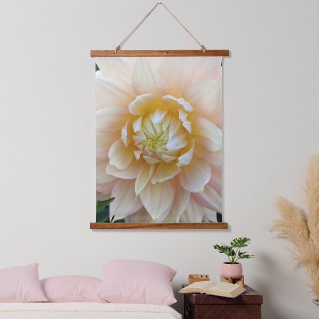 Pastel Pink Dahlia Bloom Floral Hanging Tapestry (Bedroom)