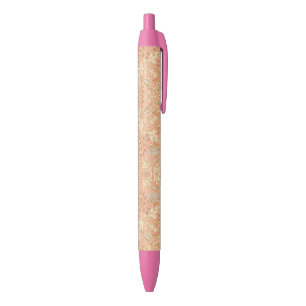Pastel Pink Decorative Flowers  Black Ink Pen