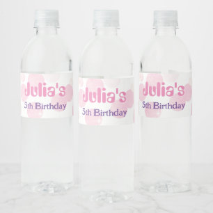 Pastel pink dots Birthday Water Bottle Label