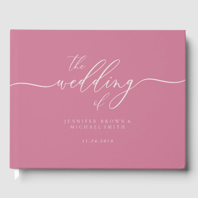 Pastel Pink Elegant Wedding Calligraphy Guest Book (Front)
