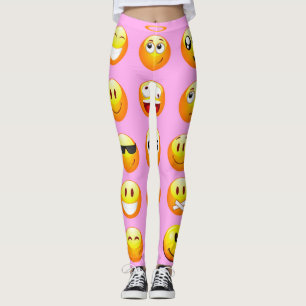 pastel pink emoji leggings