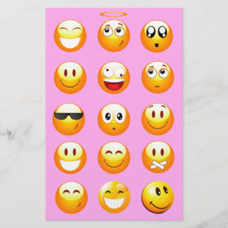 pastel pink emoji stationery