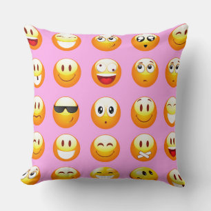 pastel pink emoji throw pillow