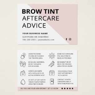 Pastel Pink Eyebrow Tint Aftercare Card