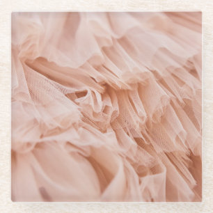 Pastel Pink Fabric: Elegant Textures. Glass Coaster