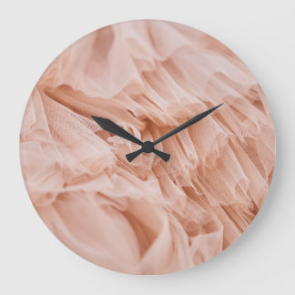 Pastel Pink Fabric: Elegant Textures. Large Clock