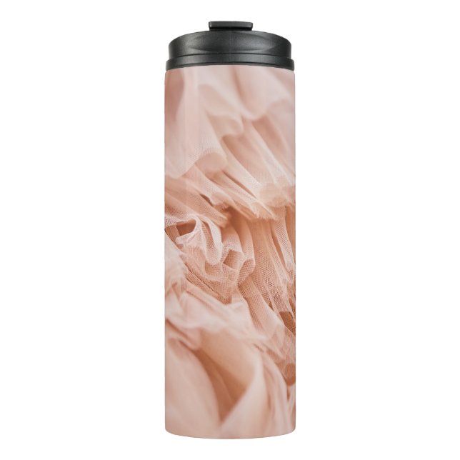 Pastel Pink Fabric: Elegant Textures. Thermal Tumbler (Front)