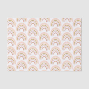 Pastel Pink & Faux Glitter Rainbow Boho Pattern Tissue Paper