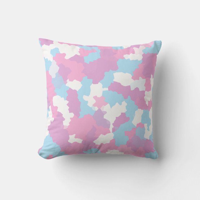 Pastel Pink Feminine Abstract Camouflage Pattern Throw Pillow (Front)