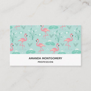 Pastel Pink Flamingos Pattern Business Card