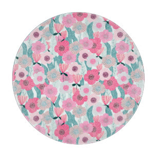 Pastel Pink Floral Abstract Pattern Cutting Board