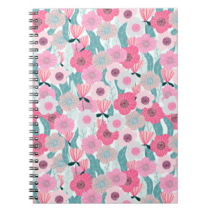Pastel Pink Floral Abstract Pattern Notebook