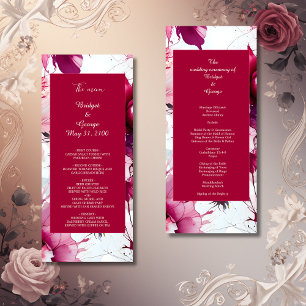 pastel pink floral abstract rose wedding program