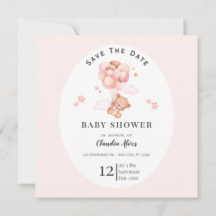 Pastel Pink Floral Baby Shower Save The Date