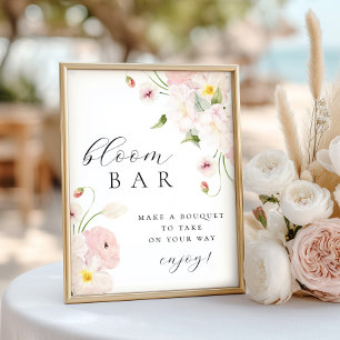Pastel Pink Floral Bouqet Bar  Poster