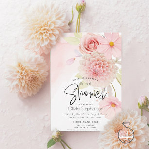 Pastel Pink Floral Bridal Shower Invitation