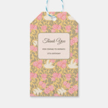 Pastel Pink Floral Dove Pattern