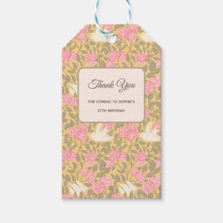 Pastel Pink Floral Dove Pattern Gift Tags
