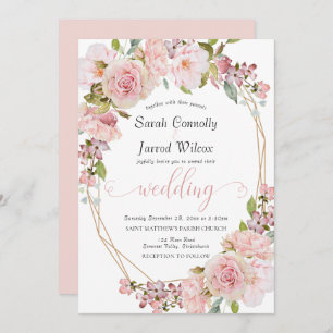 Pastel Pink Floral Faire-part de mariage