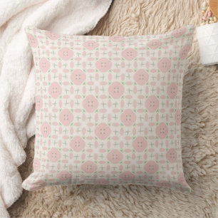 Pastel Pink Floral Pattern Throw Pillow