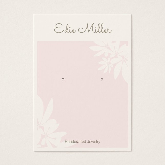 Pastel Pink Floral Script Font Earring Jewelry (Front)