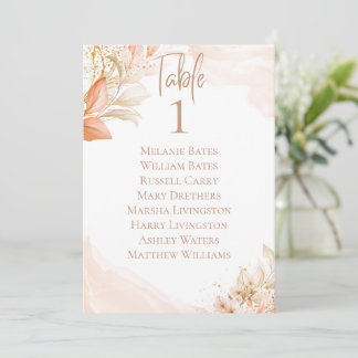 Pastel Pink Floral Table Seating Card