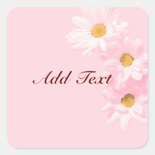 Pastel Pink Floral Template, customize, Square Sticker