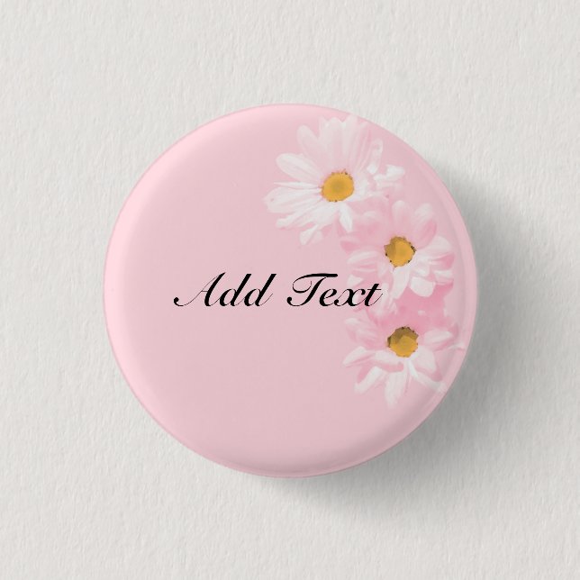 Pastel Pink Floral Template, Ready to Customize. 1 Inch Round Button (Front)