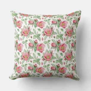 Pastel, Pink Floral Watercolor Design Pillow