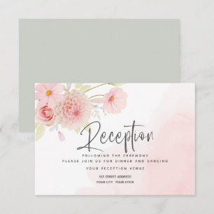 Pastel Pink Floral Wedding Reception Invitation