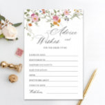 Pastel Pink Floral Wildflower Advice & Wishes Card<br><div class="desc">Personalize with the bride to be's name and date of shower. 
For further customization,  please click the "customize further" link. If you need help,  contact me please.</div>