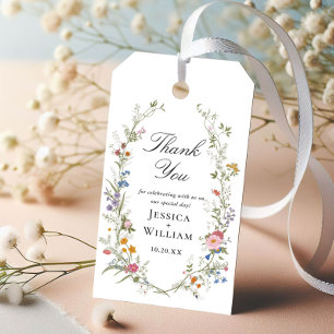 Pastel Pink Floral Wildflower Wedding Gift Tags