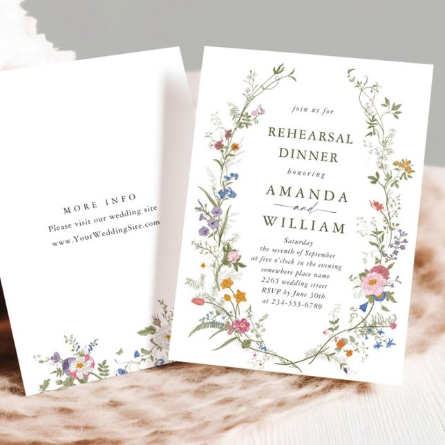 Pastel Pink Floral Wildflowers Rehearsal Dinner Invitation (Creator Uploaded)