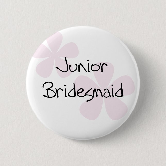 Pastel Pink Flowers Jr. Bridesmaid 2 Inch Round Button (Front)