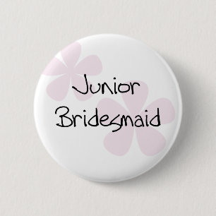 Pastel Pink Flowers Jr. Bridesmaid 2 Inch Round Button