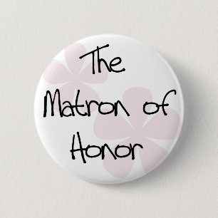 Pastel Pink Flowers Matron of Honour 2 Inch Round Button